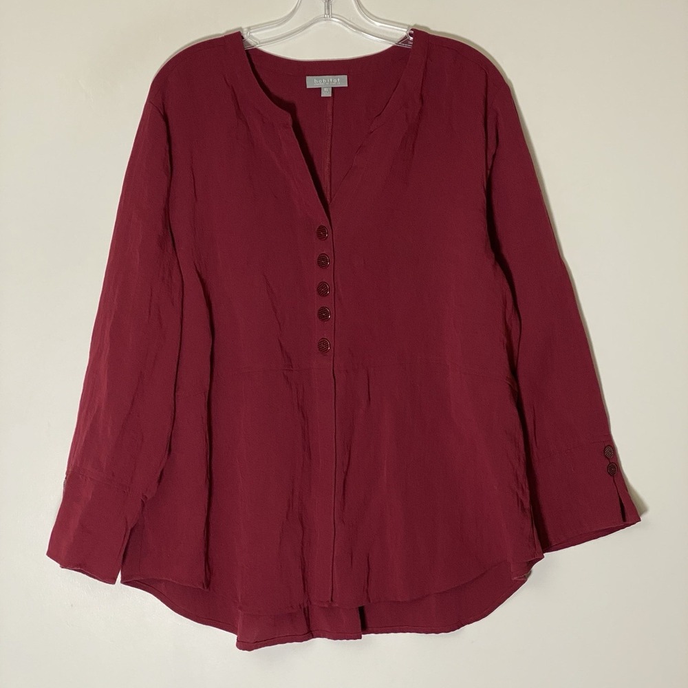 Habitat Top Womens XL Red Coastal Comfy Lagenlook Beach Clothes To Live In Comfy